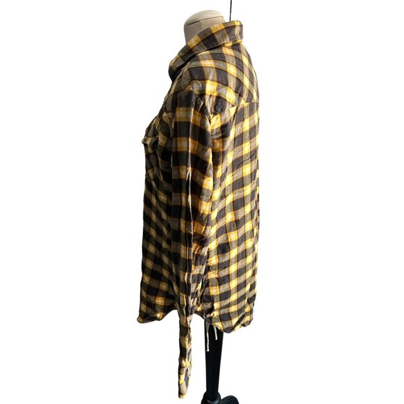 Ely Cattleman Yellow Plaid Flannel Shirt Sz Large Tall  Mens Long Sleeve - Picture 10 of 10